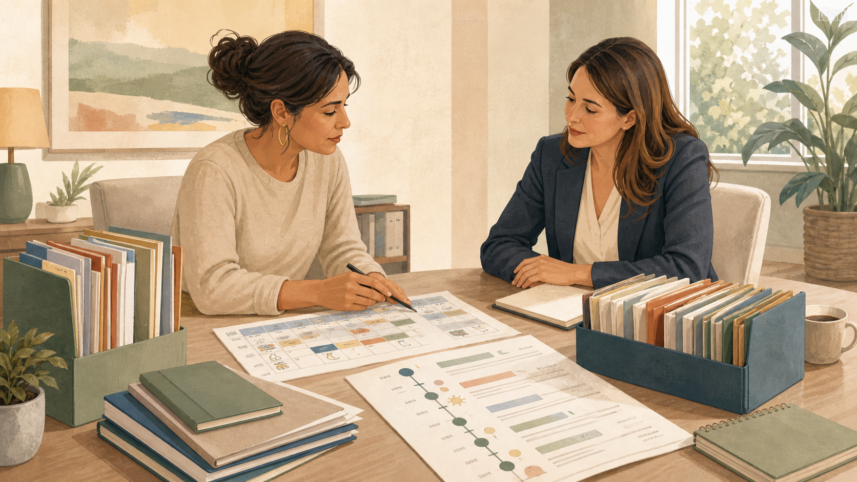 Parent preparing a child routine overview, selective chronology and indexed records for a guardian ad litem