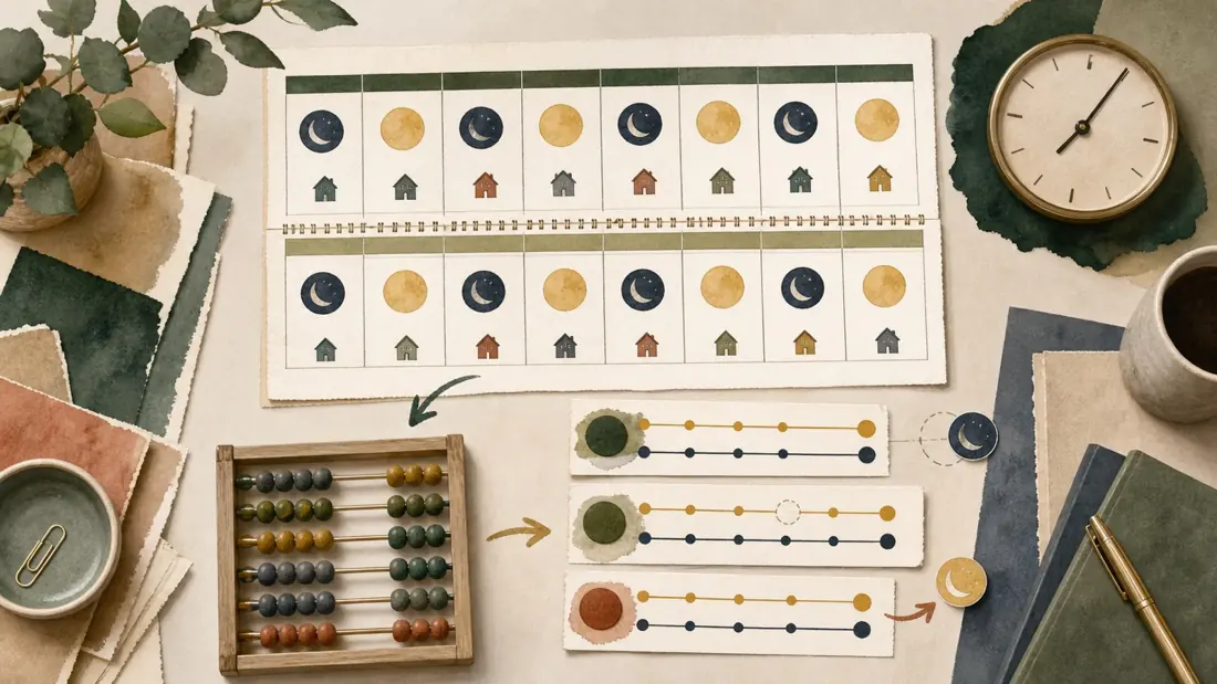 An illustration of a parenting-time schedule with day and night markers