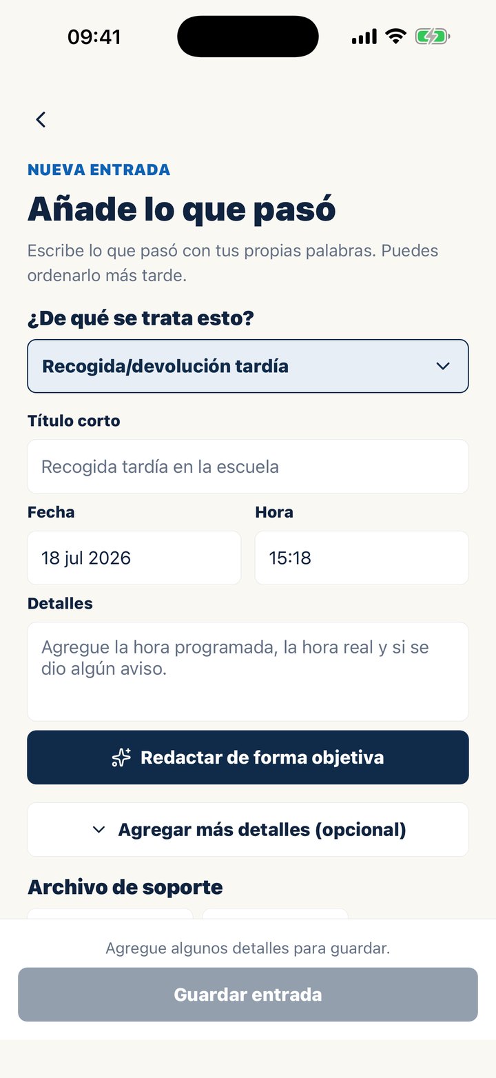 Pantalla de Casewell para añadir una anotación, con el botón Redactar de forma objetiva