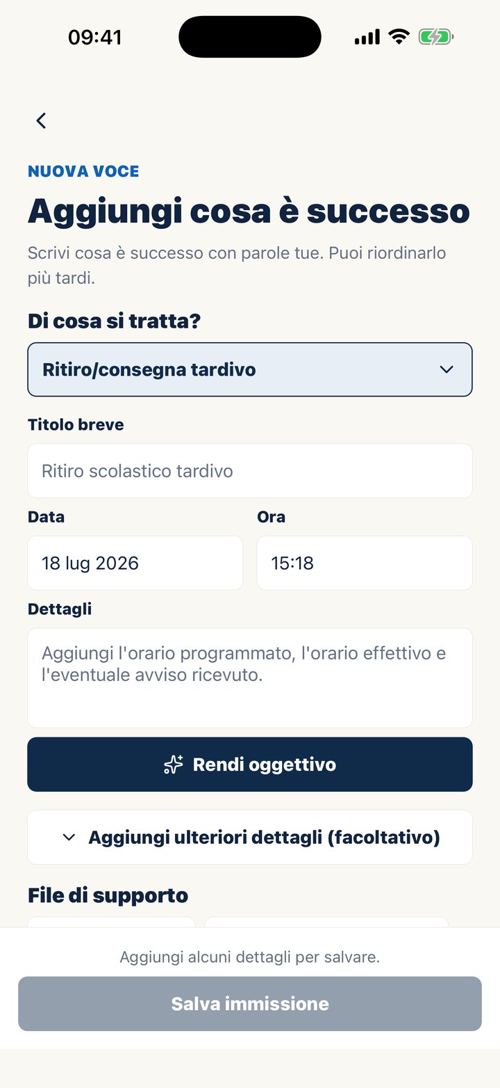 Schermata di Casewell per aggiungere un’annotazione, con il pulsante Rendi oggettivo