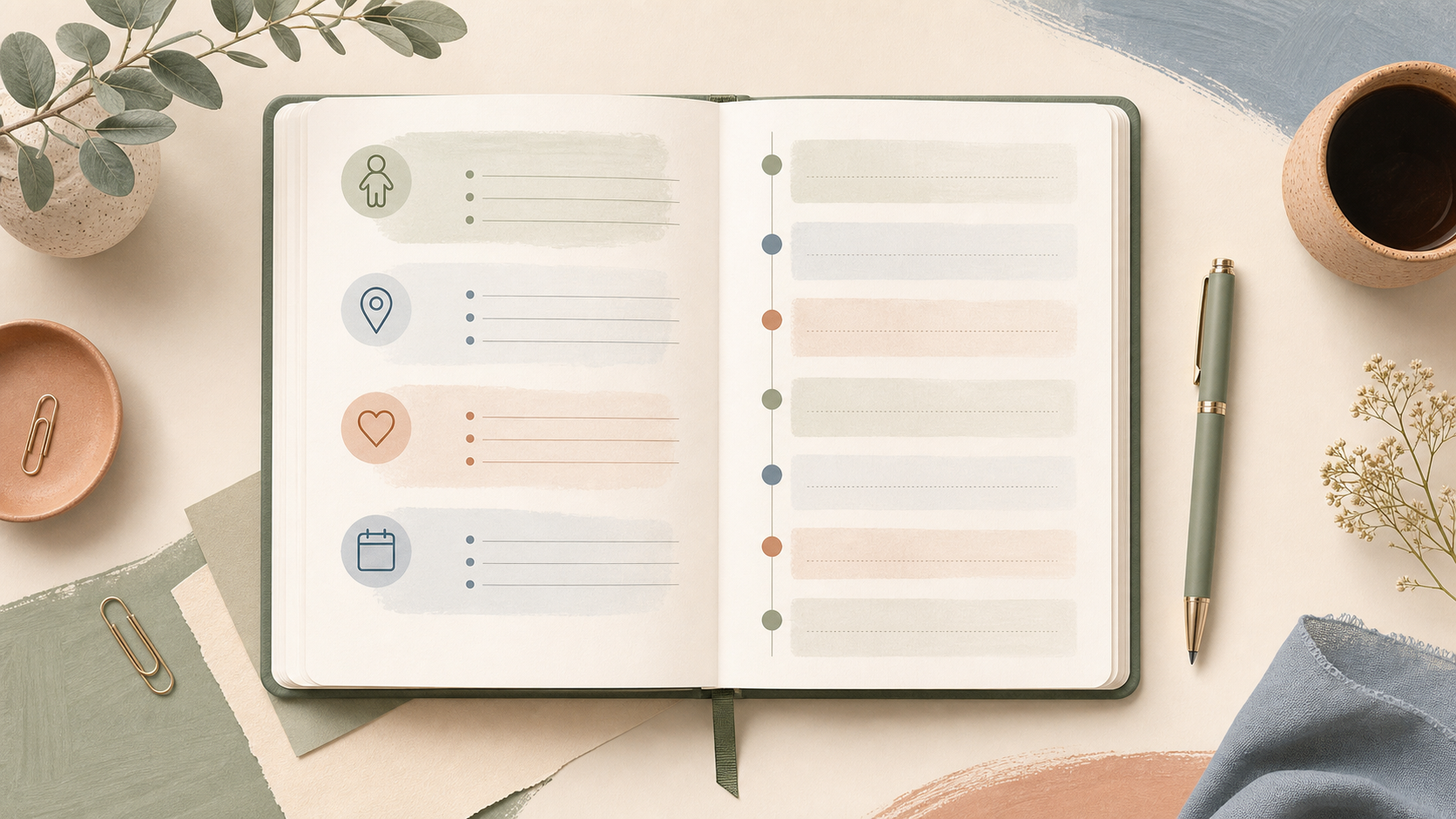 Open structured custody journal with event fields, evidence icons and a dated chronology